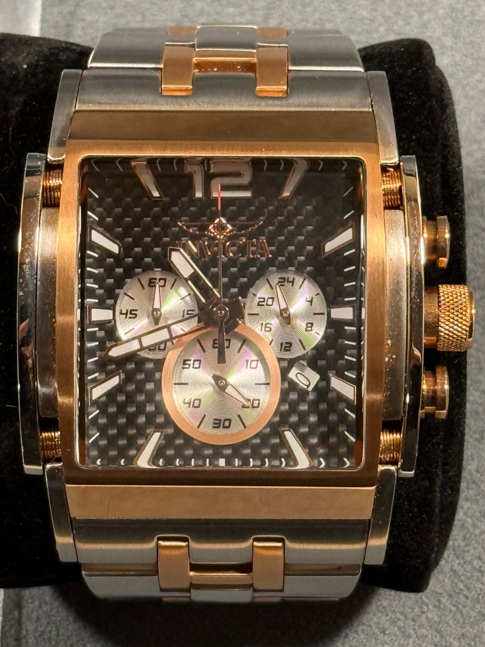 Invicta 32587 Speedway Two-Tone Rose Gold and Silver Chronograph Square Watch